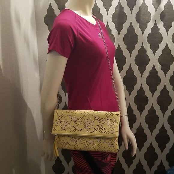 Urban Expressions Handbags - Urban Expressions Arabella Clutch Yellow laser cut